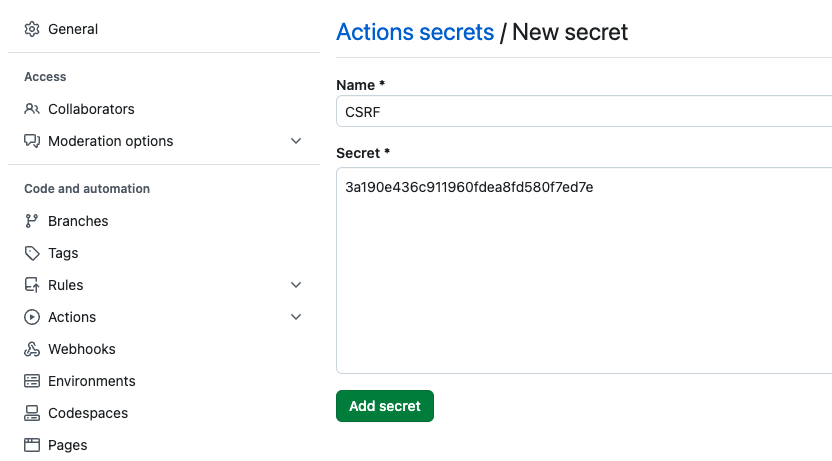 Create csrf