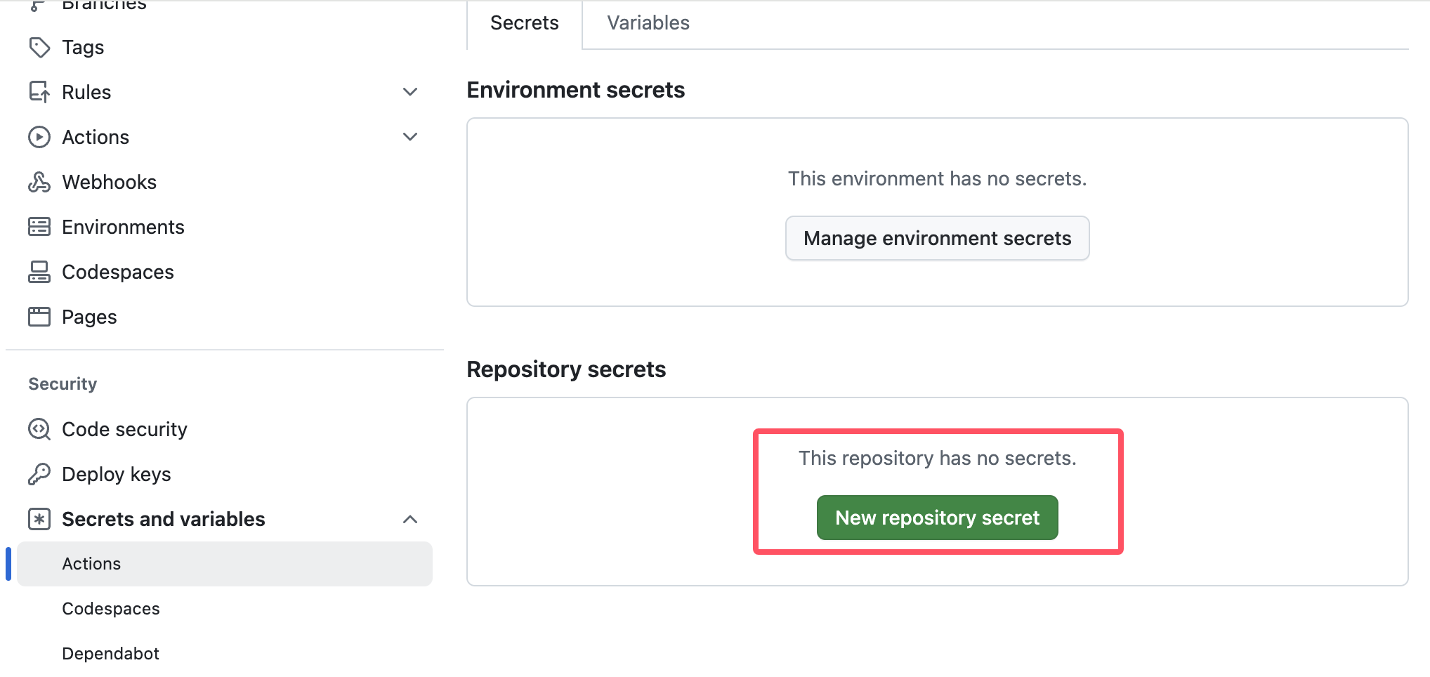 New repository Secret